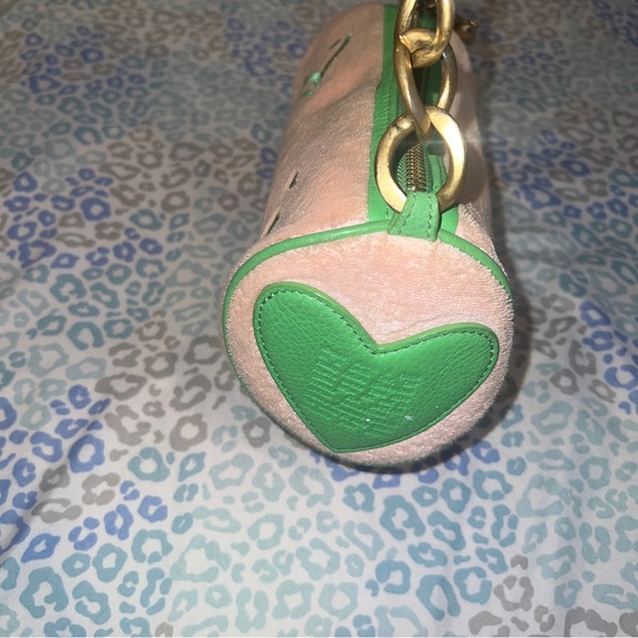 Vintage Rare Green Pink Juicy Couture Barrel Bag Purse Satchel - Terry Cloth - Picture 5 of 10
